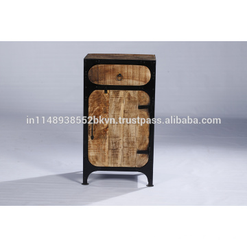 Industrial Vintage 1 cajón 1 puerta de madera de noche de madera